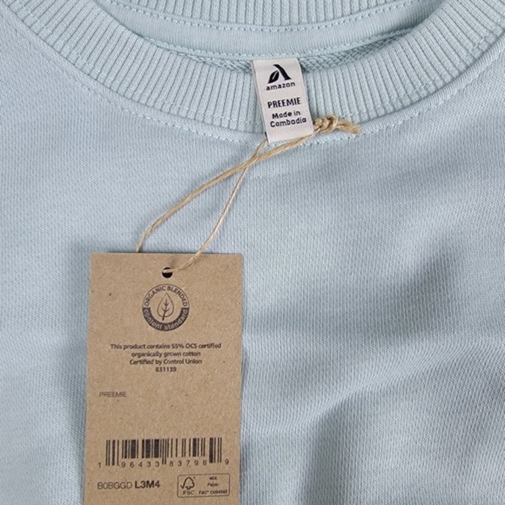 Amazon Unisex Baby Crewneck Sweatshirt Light Blue Preemie